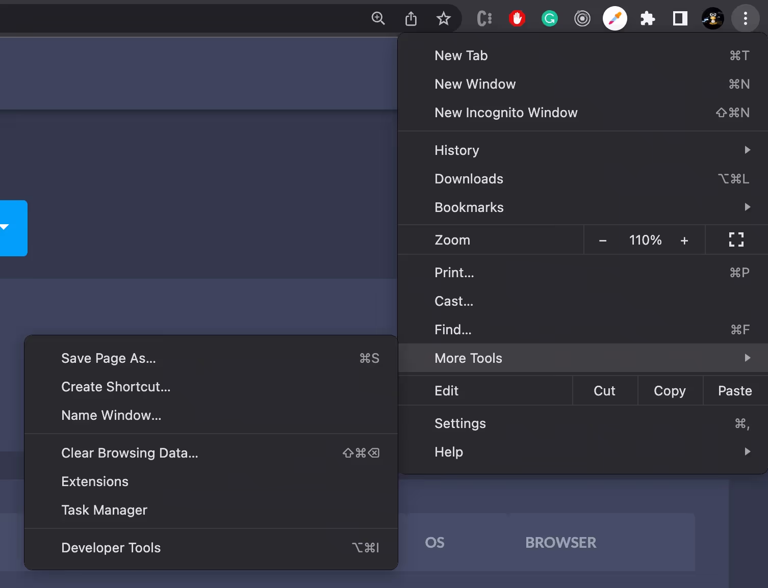 Sample of network tab